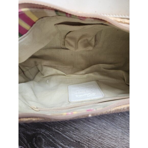 Fossil 75082 Woven Straw Fabric Handbag Purse w/ Leather Trim 13"x8"x4" - Picture 12 of 13